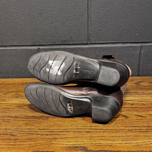 CLARKS Ingalls Brown Leather Zip Ankle Boots Buckle Women’s 8.5 - Picture 8 of 8